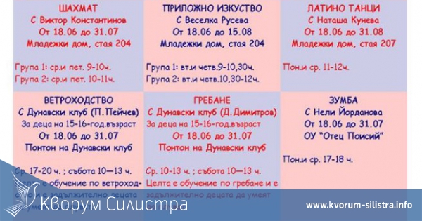 Стартира програмата на община Силистра "Летни клубове по интереси"