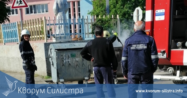 Горя контейнер за смет до силистренско училище