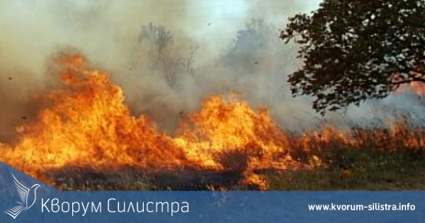 Горя стърнище до силистренско село