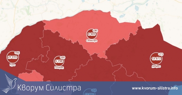 След най-малко заразени в Североизток Силистра отново е само в червената зона