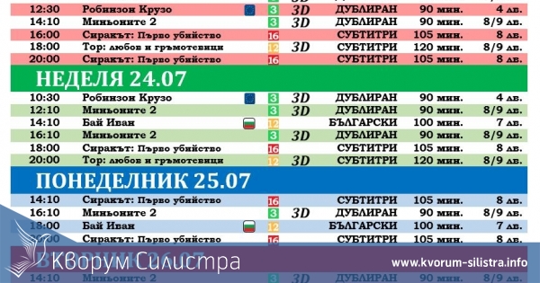 Latona Cinema Силистра: Кино програма - 22-28 юли 2022