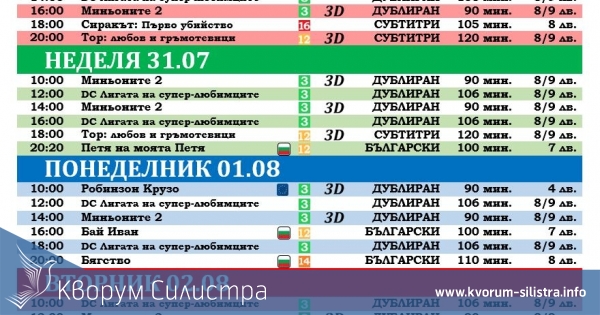 Latona Cinema Силистра: Кино програма - 29.07-04.08.2022