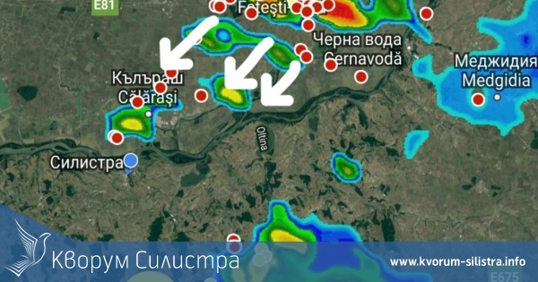 Гръмотевична буря приближава Силистра от североизток