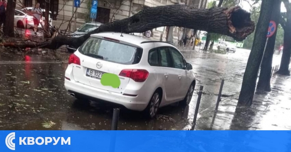 Силна буря в Букурещ наводни улици, повали дървета