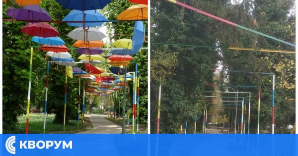 Силният вятър отнесе чадърите от "Алеята за селфита" в Дунавската градина в Силистра