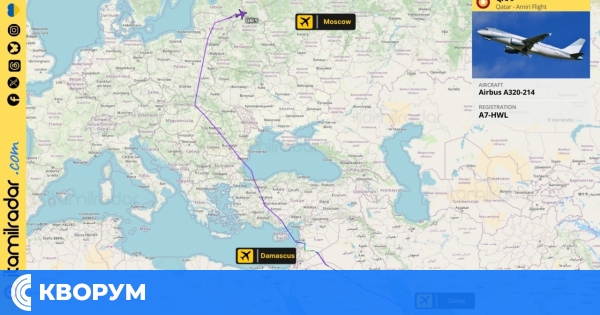 Правителствен самолет от Катар, превозващ сирийския президент, прелетя над област Силистра по път за Москва