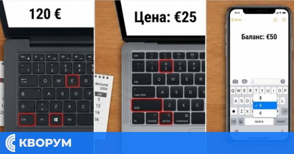 Как да изпишем символа за евро на клавиатура?