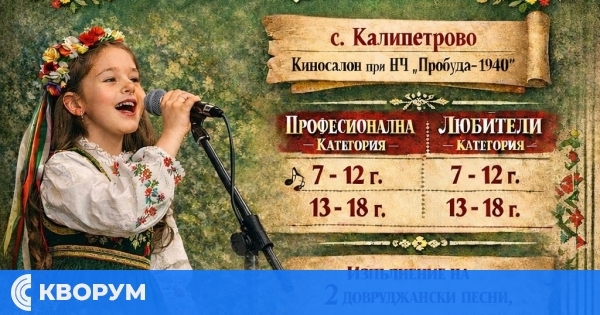 Национален конкурс за млади изпълнители на добруджански песни ще се проведе в село Калипетрово