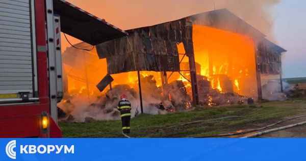 Огнен инцидент край Тутракан: 3000 бали сено изгоряха в Къшоареле, Румъния