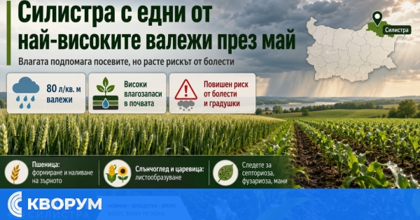 Силистра с едни от най-високите валежи през май: влагата подпомага посевите, но расте рискът от болести