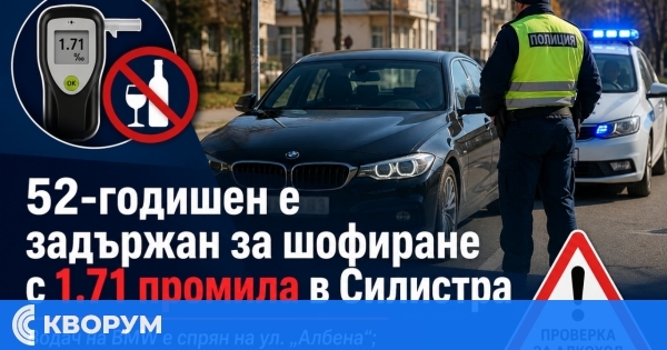 52-годишен е задържан за шофиране след употреба на алкохол в Силистра