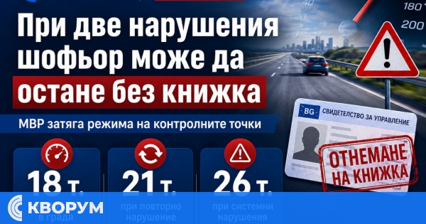 При две тежки нарушения водач може да остане без книжка