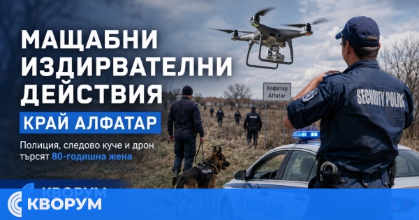 Полиция, доброволци и горски работници издирват 80-годишна жена край Алфатар