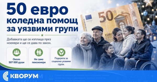 По 50 евро коледна помощ се предвиждат за уязвими групи през ноември