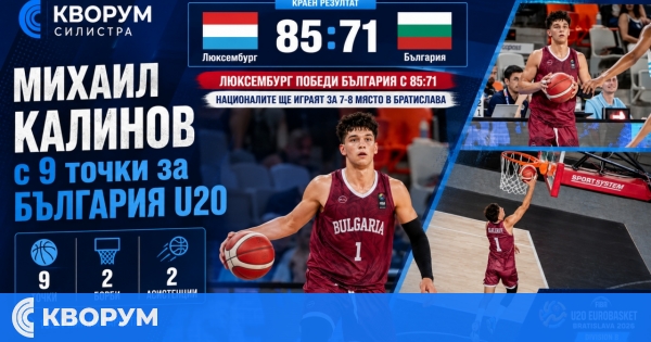 България U20 с Михаил Калинов ще играе за седмото място след поражение от Люксембург
