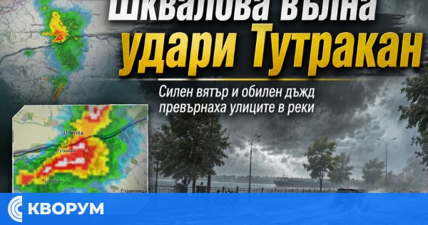 Шквалова вълна премина над Тутракан със силен вятър и обилен дъжд