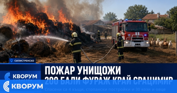 Пожар унищожи 200 бали фураж край Срацимир