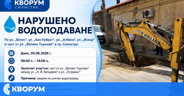 Нарушено водоподаване по няколко улици в Силистра заради авария