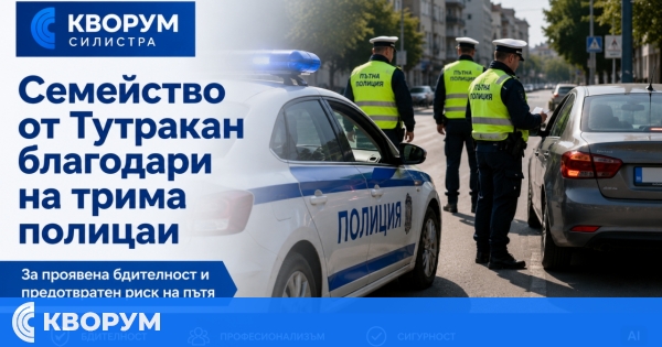 Семейство от Тутракан благодари на полицаи за проверка на водач с отнето свидетелство