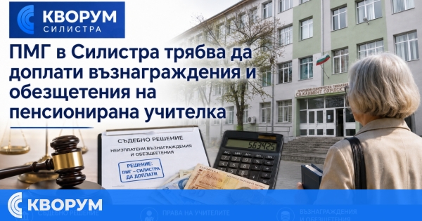 ПМГ в Силистра трябва да доплати възнаграждения и обезщетения на пенсионирана учителка