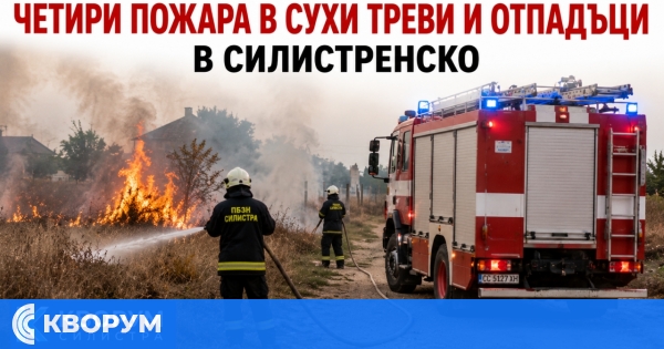 Четири пожара в сухи треви и отпадъци застрашиха сгради, къщи и лозов масив в Силистренско