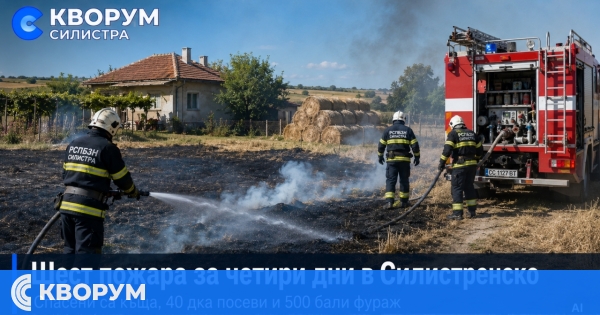 Шест пожара са гасили огнеборците в Силистренско за четири дни, спасени са къща, посеви и 500 бали