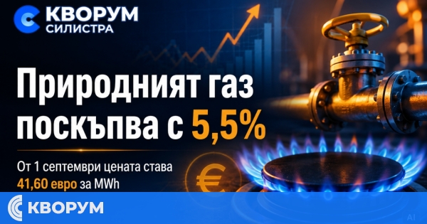 Природният газ поскъпва с 5,5% от 1 септември