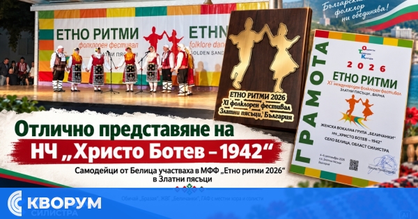 Самодейците от НЧ "Христо Ботев – 1942" в Белица с отлично представяне на "Етно ритми 2026"