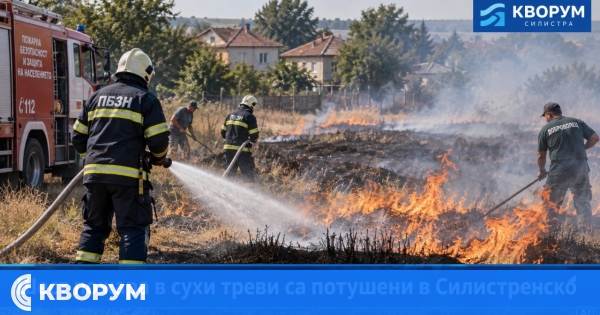 Шест пожара в сухи треви и стърнища са потушени в Силистренско