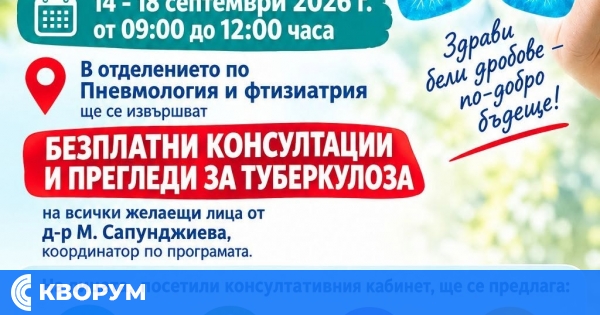 Безплатни прегледи за туберкулоза започват днес в Силистра