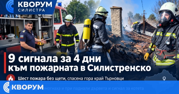 Шест пожара и три технически помощи за огнеборците в област Силистра