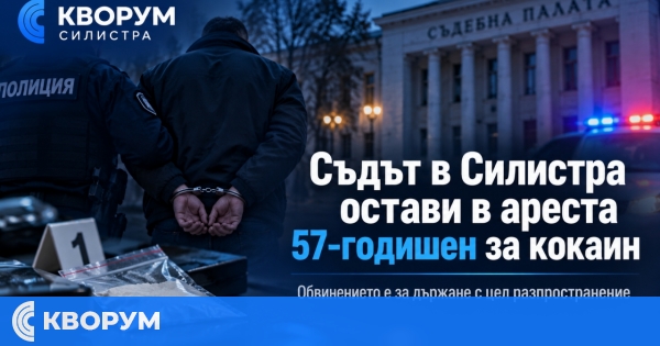Съдът в Силистра остави в ареста 57-годишен, обвинен в държане на кокаин с цел разпространение