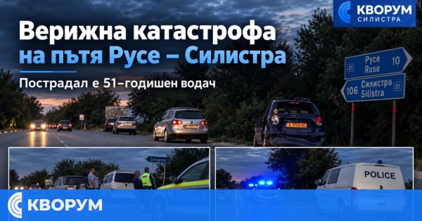 Верижна катастрофа на пътя Русе – Силистра, пострадал е 51-годишен водач