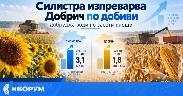 Силистра изпреварва Добрич по добиви от слънчоглед и царевица