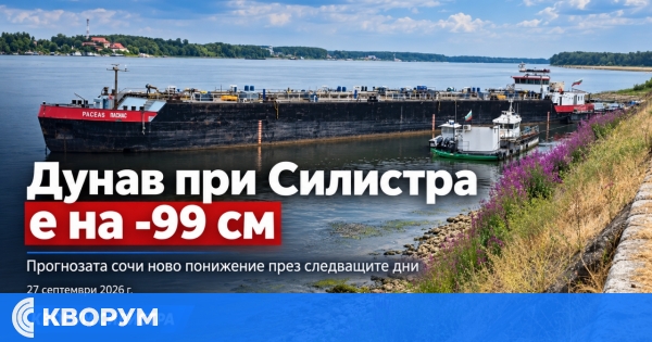 Дунав при Силистра е на ниво -99 сантиметра, прогнозата сочи ново понижение