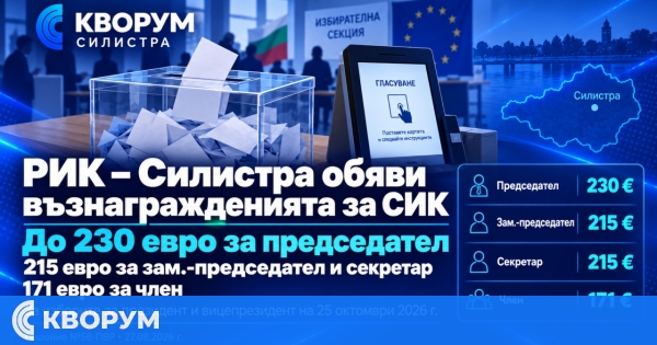 РИК – Силистра обяви възнагражденията за членовете на СИК за президентския вот