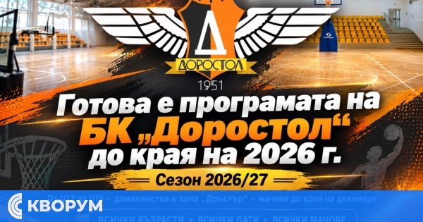 Готова е програмата на БК "Доростол" до края на 2026 г. – вижте всички мачове и домакинства в Силистра