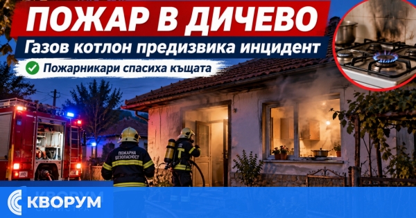 Газов котлон предизвика пожар в село Дичево