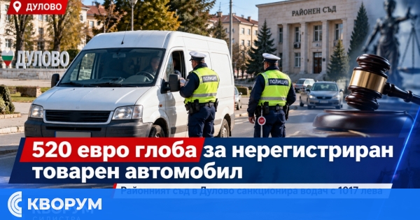 520 евро глоба за мъж, управлявал нерегистриран товарен автомобил в Дулово
