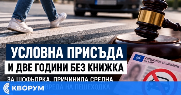Условна присъда и две години без книжка за шофьорка, блъснала пешеходка
