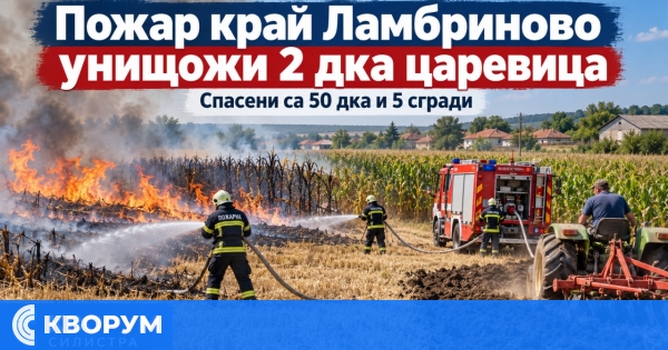 Пожар край Ламбриново унищожи 2 дка царевица