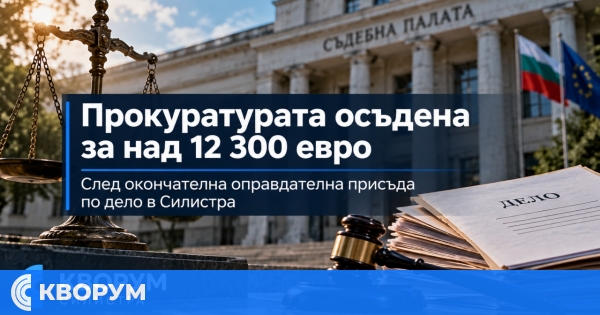 Прокуратурата е осъдена да плати над 12 300 евро на оправдан по дело в Силистра