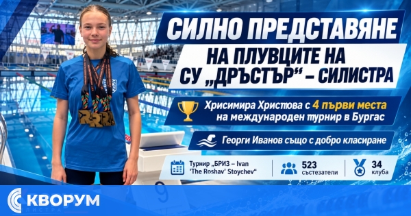 Плувците на СУ "Дръстър" – Силистра с отлично представяне на международен турнир в Бургас