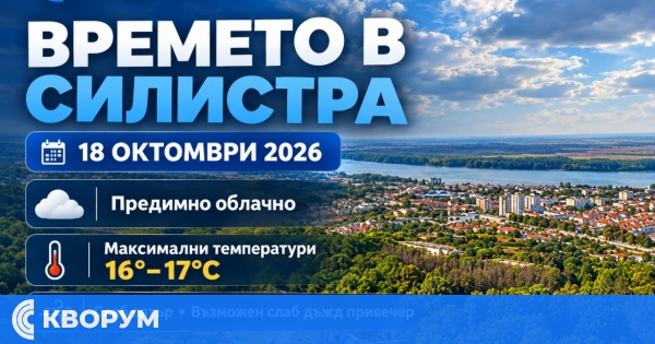 Облачно време в Силистра днес, температурите ще достигнат 17 градуса