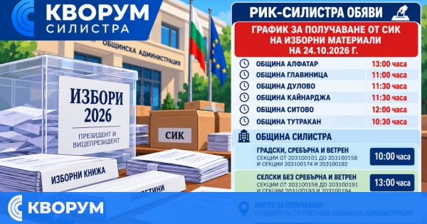 РИК – Силистра обяви графика за получаване на изборните материали от СИК