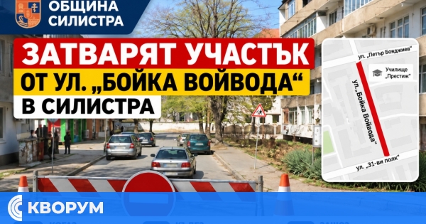 Затварят участък от ул. "Бойка Войвода" в Силистра заради газопреносната мрежа